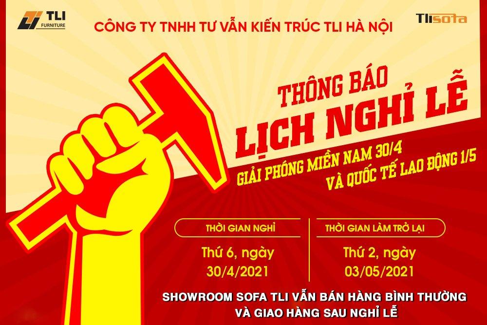 THÔNG BÁO LỊCH NGHỈ LỄ 30/4 VÀ 1/5/2021