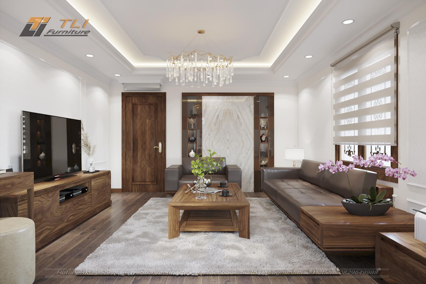 Nội thất phòng khách bằng gỗ