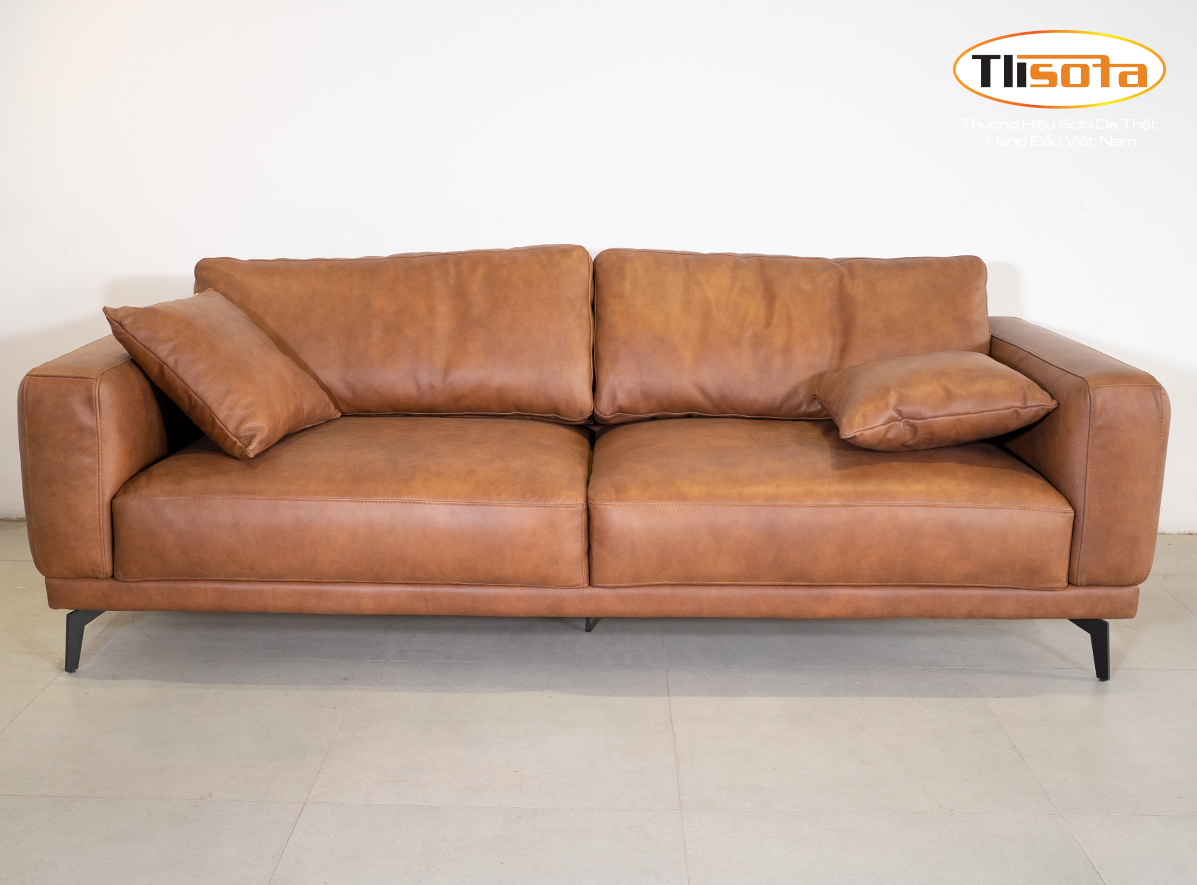 Bộ sofa văng da màu vàng sang trọng