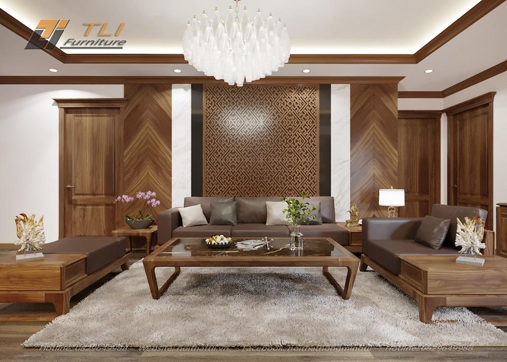 Thi công nội thất biệt thự bằng gỗ óc chó